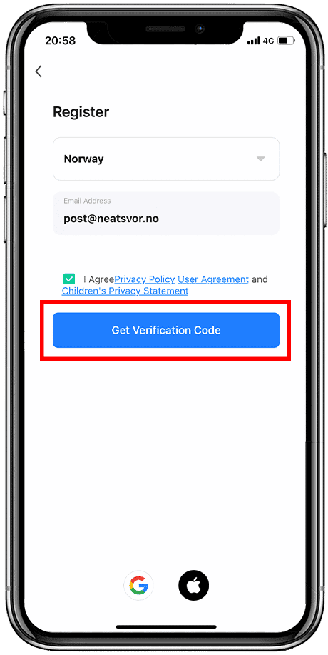 Get verification code